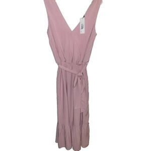 New!! Caralyn Mirand The Drop Cross Front Belted Midi Dress Pink Size Medium